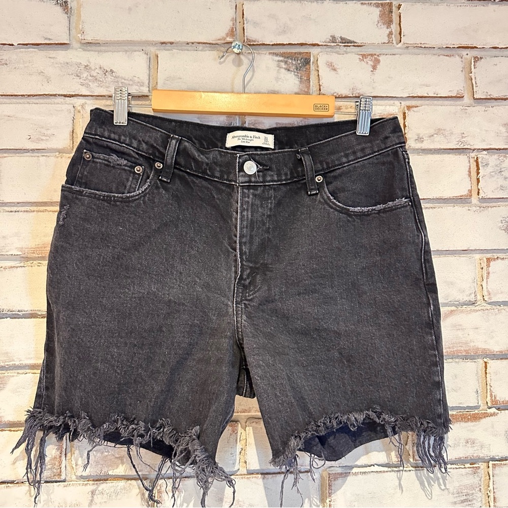 Abercrombie & Fitch Washed Black Cut Off Jean Shorts